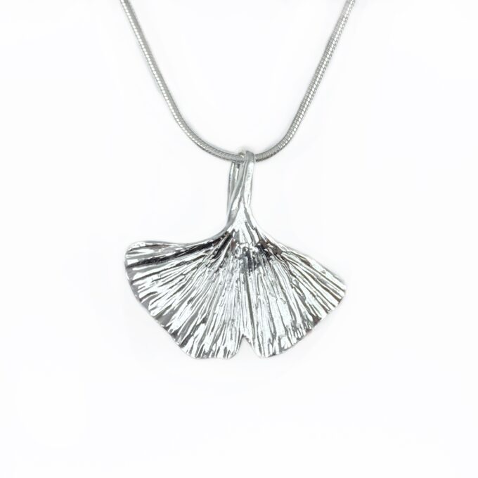 Ginko silver leaf pendant